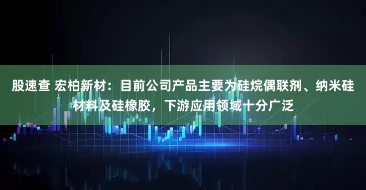 股速查 宏柏新材：目前公司产品主要为硅烷偶联剂、纳米硅材料及硅橡胶，下游应用领域十分广泛
